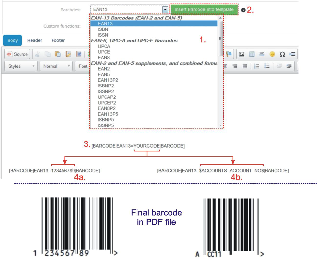 Barcode selection